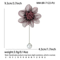 Mesh Fabric Flower Stick Pin Brooch Pearl End Three Colors view 4