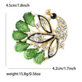 Green Teardrop Crystal Peacock Brooch Gold Tone Metal view 6