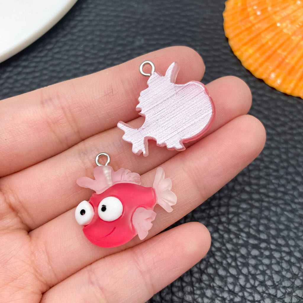 Resin Cartoon Tropical Fish Seahorse Octopus charm pendants for DIY keychain jewelry
