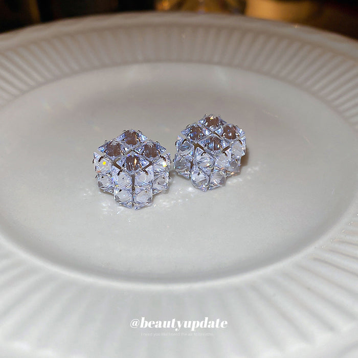 Pale Purple Crystal Flower Cluster Stud Earrings Fashion Jewelry