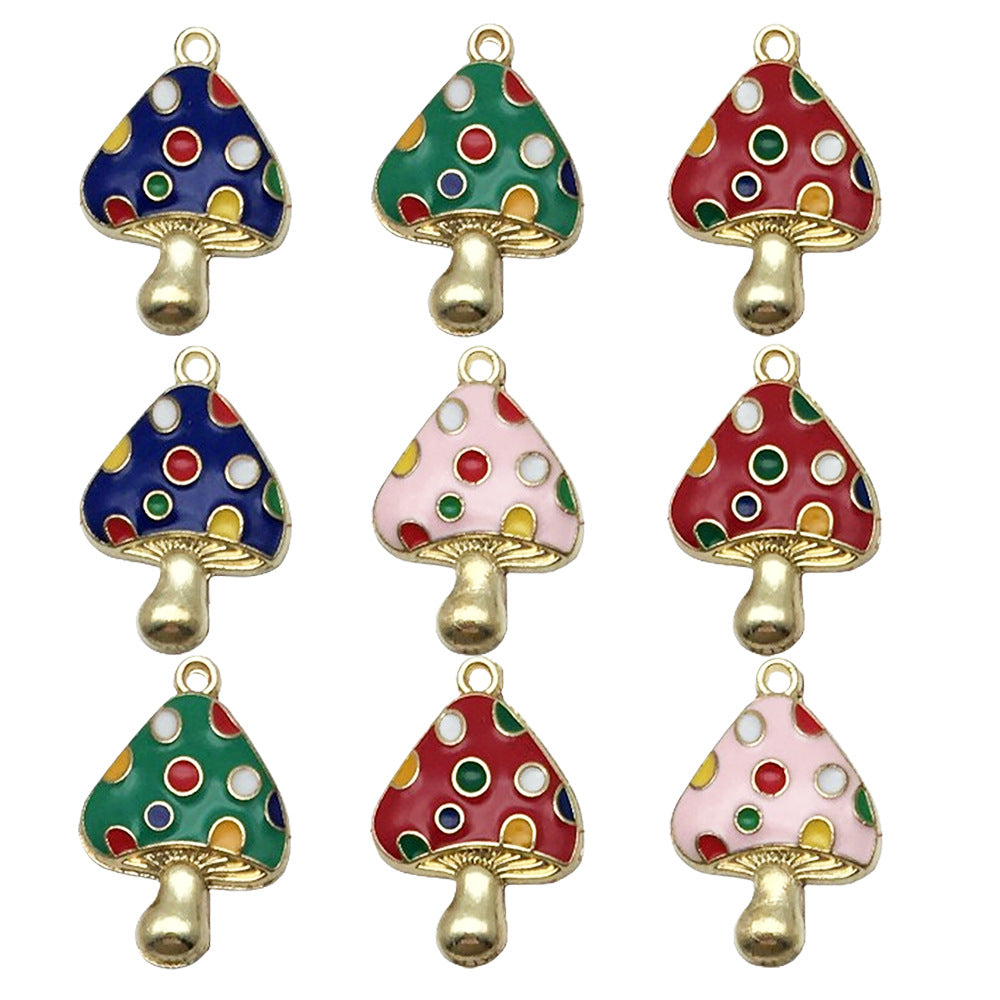 Zinc Alloy Enamel Red Mushroom Charm Pendant for DIY Bracelet Earrings Keychain