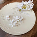 White Flower Lace Duckbill Hair Clip With Pearl Like Long Tassels view 3