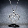 Openwork Multi Heart Pavé Pendant Necklace White Metal view 2