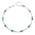 Aquamarine and Freshwater Pearl Beaded Necklace in Blue Tones view 5