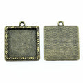 Ornate Square Bezel Pendant Tray in Antique Bronze Tone view 2