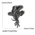 Black Crystal Orchid Bouquet Brooch with Ribbon Detail view 5
