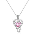Pink Crystal Heart Pendant Necklace in Silver Tone view 2