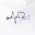 Enamel Heartbeat Stethoscope Brooch Heart ECG Line Pin view 8