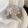 Metal Flower Open Cuff Bangles Gold Silver Style Mix view 12