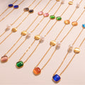 Long Gold Chain Square Cat Eye Stone Necklaces Shell Bead view 4