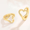 Open Heart Huggie Hoop Earrings Gold and Silver Pair view 5