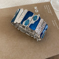 Enamel Abstract Panel Stretch Bracelets Hammered Metal 4 Colors view 6