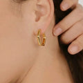 Stainless Steel Geometric Hexagon Huggie Hoop Earrings view 2