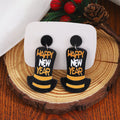 Festive Greeting Top Hat Glitter Acrylic Dangle Stud Earrings view 4