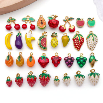 Metallic Strawberry and Cherry Metal Charms with 31 Listed Options