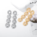 Gold Tone Gold Four Ring Drop Openwork Two Designs Metal Dangle Earrings view 3