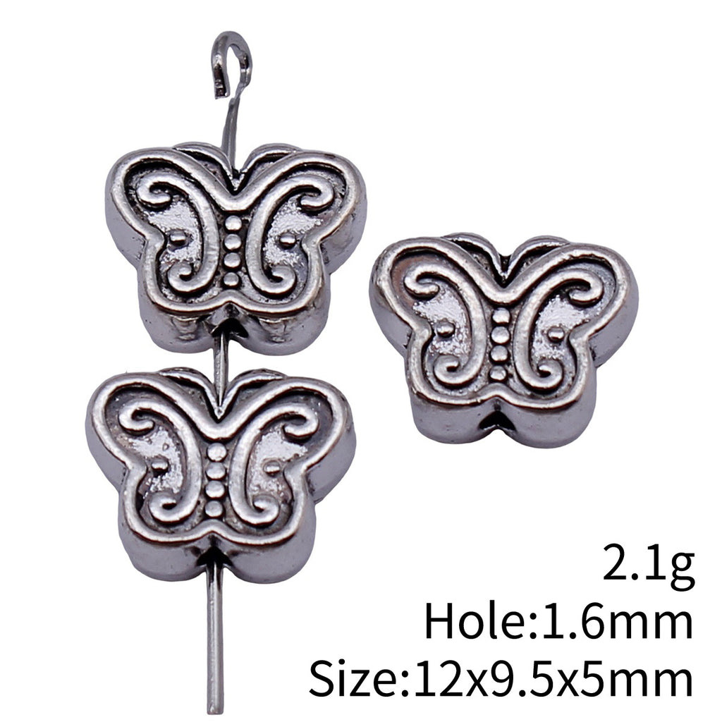 12x9.5x5mm 2.1g Antique Silver Zinc Alloy Double Sided Butterfly Small Hole Beads for DIY Jewelry Making