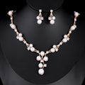 Black Silver Tone Pearl Crystal Vine Two Designs Metal Necklace and Earring Set view 7