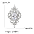 Silver Tone Filigree Brooch Oval Crystal Clear or Blue view 6