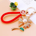 Pearl Center Daisy Keychains With Color and Braided Wrist Strap Options view 2