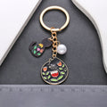 Black Cat Flower and Pearl Enamel Charm Keychain with Round Ring view 4