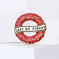 Red Poppy Remembrance Wreath Enamel Metal Brooch Pin view 4