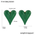 Green Red Enamel Oil Drip Heart Stud Earrings Stainless Steel view 6