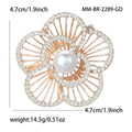 Openwork Pearl Flower Brooch in Rose Gold or Silver Tone view 4
