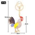Rhinestone Rooster Keychain Gold Ring Enamel Tail One Style view 3