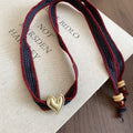 Denim Cord Heart Pendant Necklaces In Blue And Red view 7