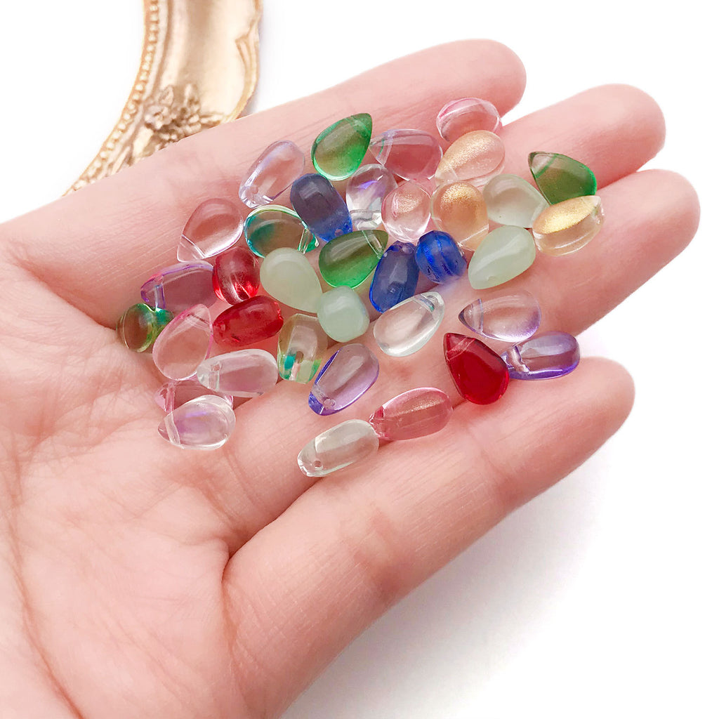 6x9mm Glass Teardrop Charm Pendants