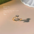 Gold Tone Clear Stone Butterfly And Curved Leaf Open Adjustable Ring view 4