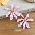 Crinkled Petal Flower Stud Earrings in Five Color Styles view 4
