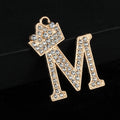 Crystal Crown Initial Letter Charm Pendant Gold Tone A To Z view 4