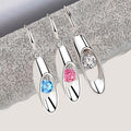 Oval Openwork Drop Earrings with Three Crystal Colors view 1