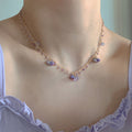 Gold Purple Crystal Cluster Charm Necklace Single Style view 1