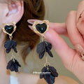 Heart and Petal Cascade Drop Earrings in Ivory with Polished Details view 4