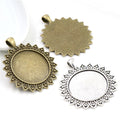 Sunflower Edge Round Pendant Bezel Trays in Two Antique Finishes view 1