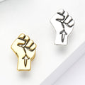 Raised Fist Metal Brooch in Silver Tone or Gold Tone view 3