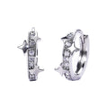 Silver Tone Star and Moon Clear Stone Small Hoop Earrings view 4