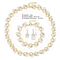 Black Silver Tone Pearl Branch Vine Pearl Look Three Designs Metal Necklace and Earring view 5