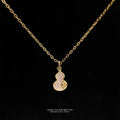Gold Tone White Inlay Gourd Pendant Chain Necklace For Women view 3