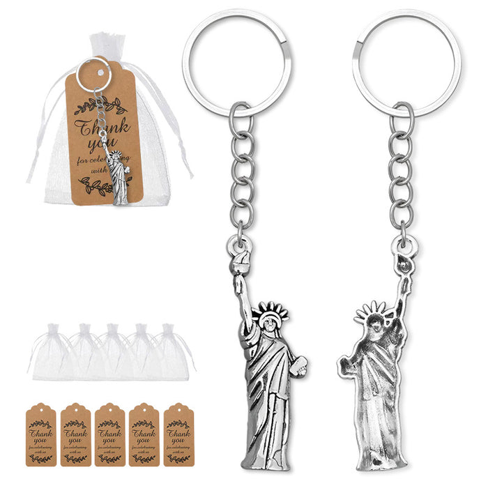 Antique Silver Statue of Liberty Metal Keychain Charm