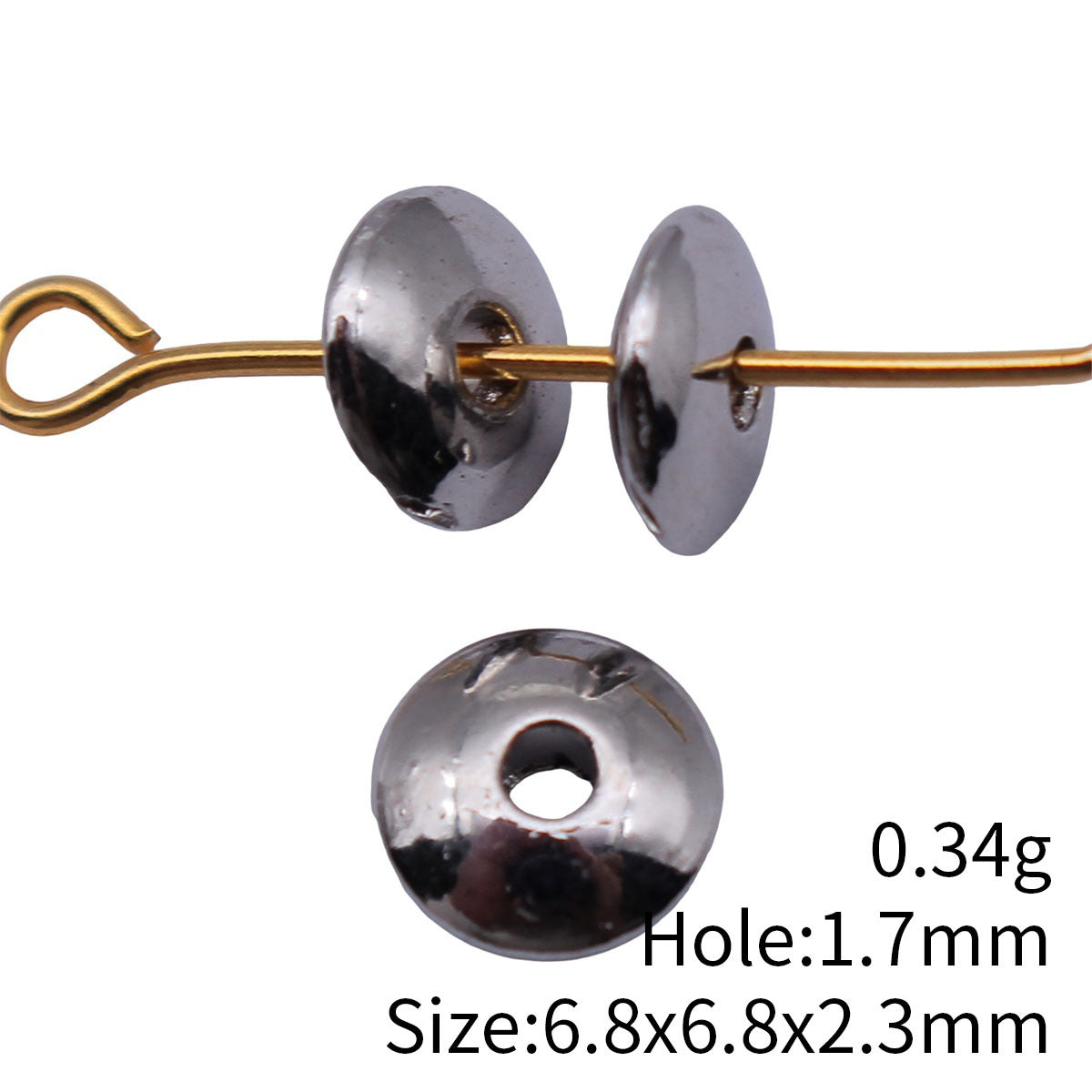 6.8x6.8x2.3mm 0.34g Platinum Tone Zinc Alloy Round Spacer Beads for DIY Bracelet Jewelry Making