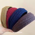 Thick Cable Knit Soft Padded Fabric Headband Navy Blue view 4