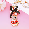 Pearl Fashion Bear Keychains in Black and Red with Gold Tone Hardware view 7