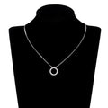 Silver Tone Pave Open Circle Pendant Necklace Box Chain view 4
