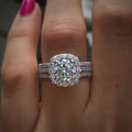 Round Halo Three-Band Ring Set In Four Color And Finish Variants view 1