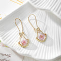 Gold Tone Shell-Shaped Pressed Flower Drop Earrings in Seven Designs view 6