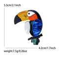 Colorful Toucan Brooch with Blue Marbled Acrylic Body view 6